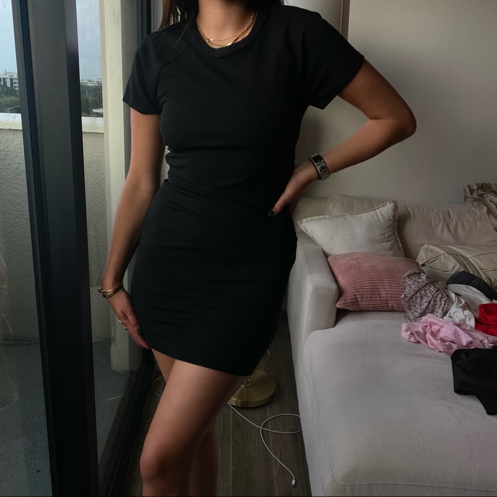 Black open back dress